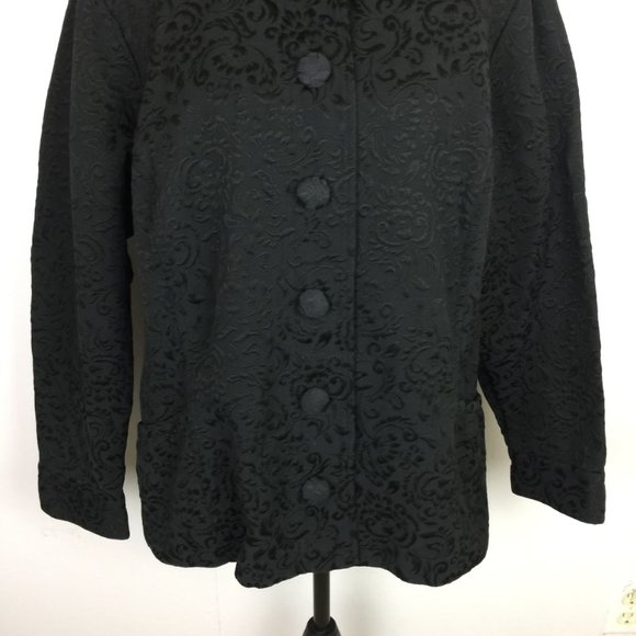 Croft & Barrow Blazer Jacket 2X Womans Plus Black Paisley Long Sleeve Button Up - Picture 6 of 16